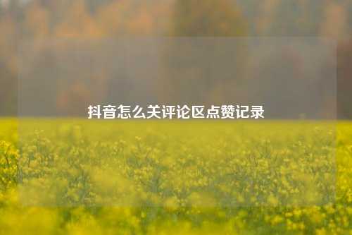 抖音怎么关评论区点赞记录