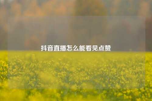 抖音直播怎么能看见点赞
