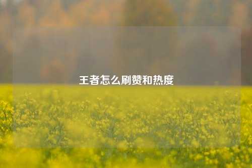 王者怎么刷赞和热度